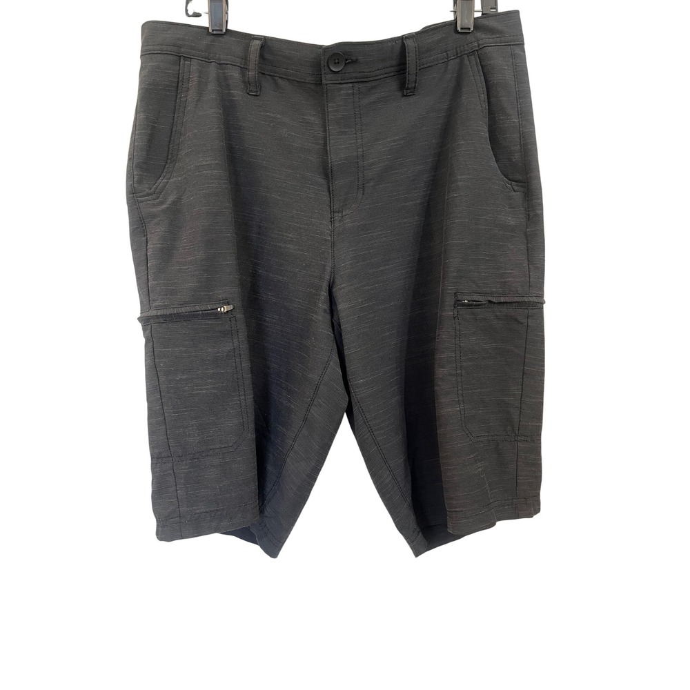 Urban Pipeline Superflex Mens Cargo Shorts Charcoal Grey Slub Size36 Knee Length